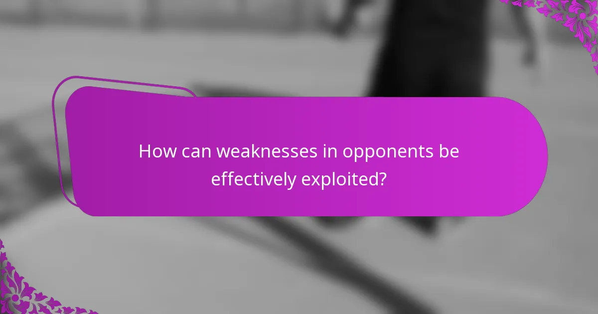 How can weaknesses in opponents be effectively exploited?