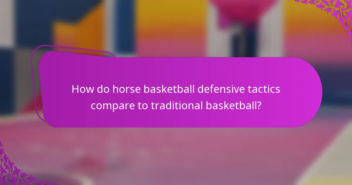 How do horse basketball defensive tactics compare to traditional basketball?