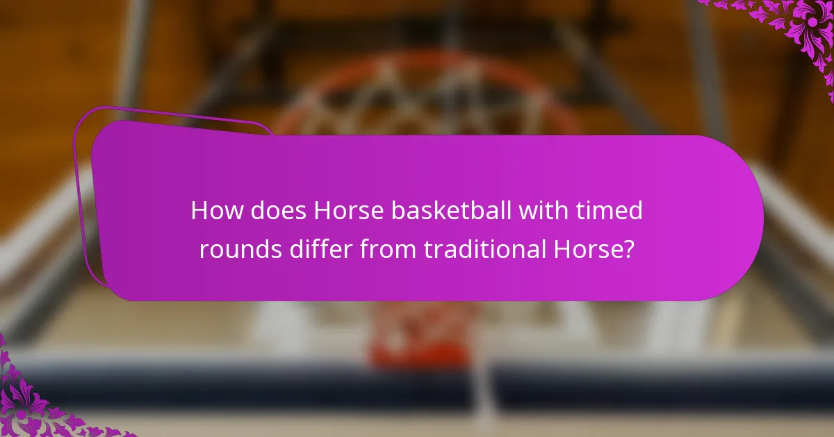 How does Horse basketball with timed rounds differ from traditional Horse?