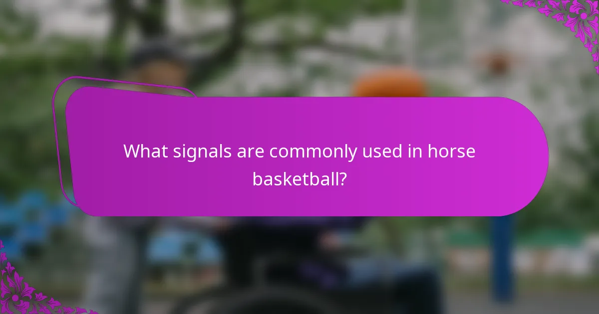 What signals are commonly used in horse basketball?